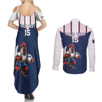 France Rugby Custom Couples Matching Summer Maxi Dress and Long Sleeve Button Shirt Allez Les Bleus - Sporty Style