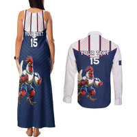 France Rugby Custom Couples Matching Tank Maxi Dress and Long Sleeve Button Shirt Allez Les Bleus - Sporty Style