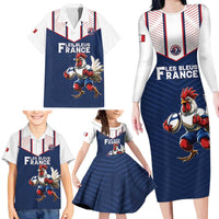 France Rugby Custom Family Matching Long Sleeve Bodycon Dress and Hawaiian Shirt Allez Les Bleus - Sporty Style