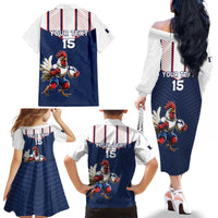 France Rugby Custom Family Matching Off The Shoulder Long Sleeve Dress and Hawaiian Shirt Allez Les Bleus - Sporty Style