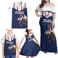 France Rugby Custom Family Matching Off Shoulder Maxi Dress and Hawaiian Shirt Allez Les Bleus - Sporty Style