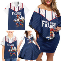 France Rugby Custom Family Matching Off Shoulder Short Dress and Hawaiian Shirt Allez Les Bleus - Sporty Style