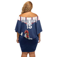 France Rugby Custom Family Matching Off Shoulder Short Dress and Hawaiian Shirt Allez Les Bleus - Sporty Style