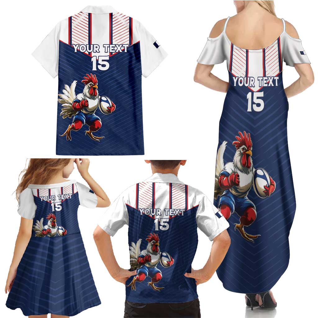 France Rugby Custom Family Matching Summer Maxi Dress and Hawaiian Shirt Allez Les Bleus - Sporty Style