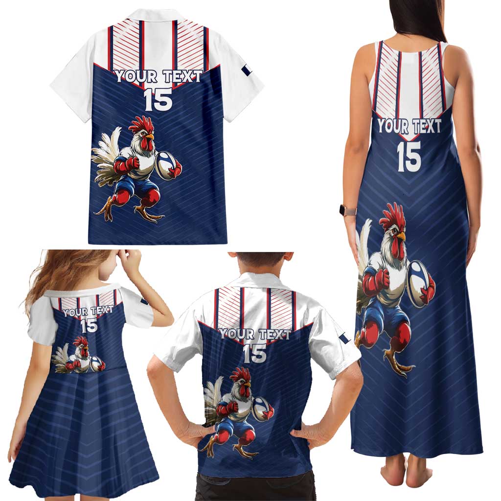 France Rugby Custom Family Matching Tank Maxi Dress and Hawaiian Shirt Allez Les Bleus - Sporty Style