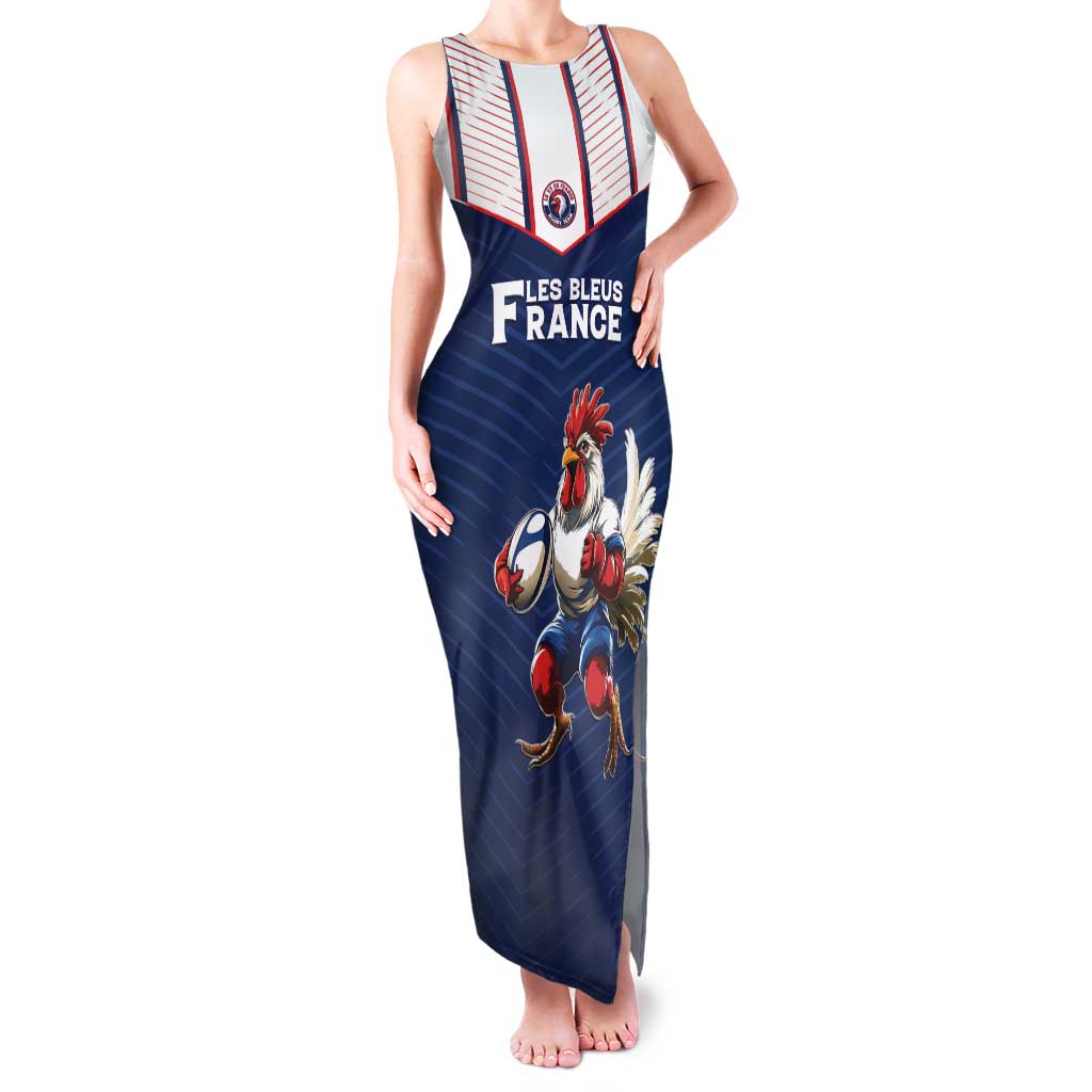 France Rugby Custom Family Matching Tank Maxi Dress and Hawaiian Shirt Allez Les Bleus - Sporty Style