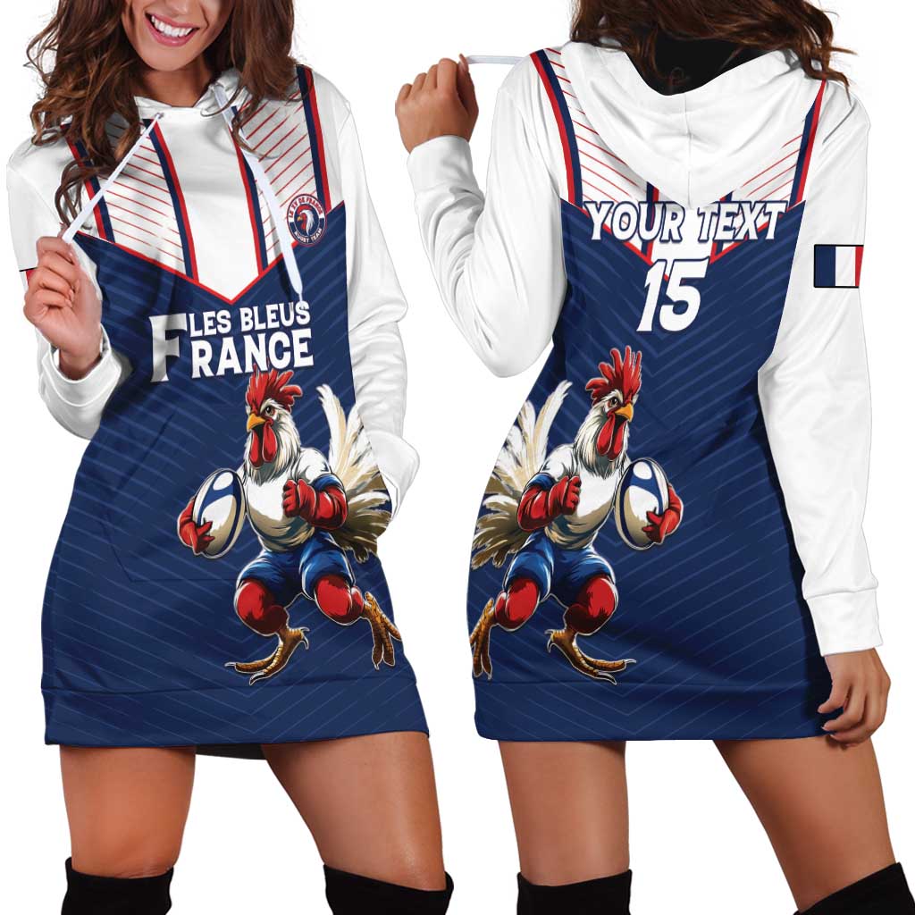 France Rugby Custom Hoodie Dress Allez Les Bleus - Sporty Style