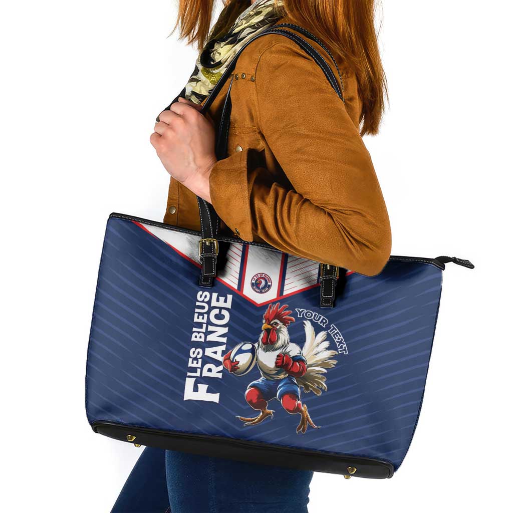 France Rugby Custom Leather Tote Bag Allez Les Bleus - Sporty Style