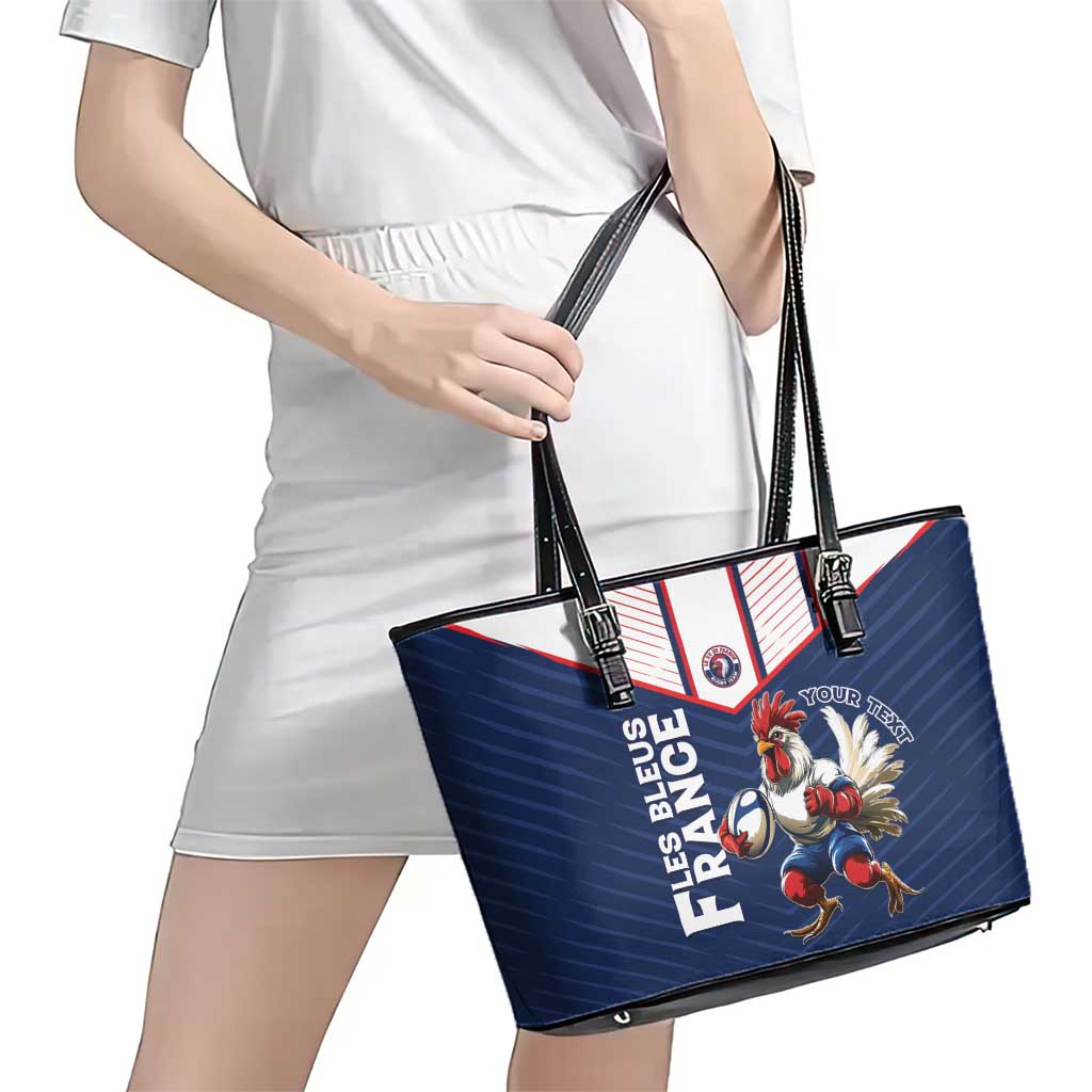 France Rugby Custom Leather Tote Bag Allez Les Bleus - Sporty Style
