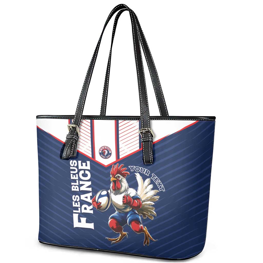France Rugby Custom Leather Tote Bag Allez Les Bleus - Sporty Style