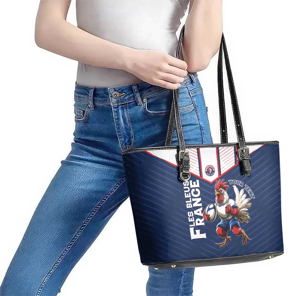 France Rugby Custom Leather Tote Bag Allez Les Bleus - Sporty Style