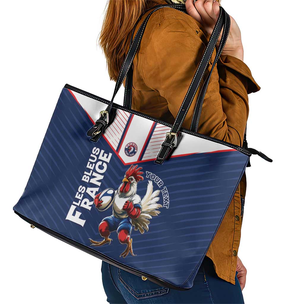 France Rugby Custom Leather Tote Bag Allez Les Bleus - Sporty Style