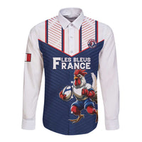 France Rugby Custom Long Sleeve Button Shirt Allez Les Bleus - Sporty Style