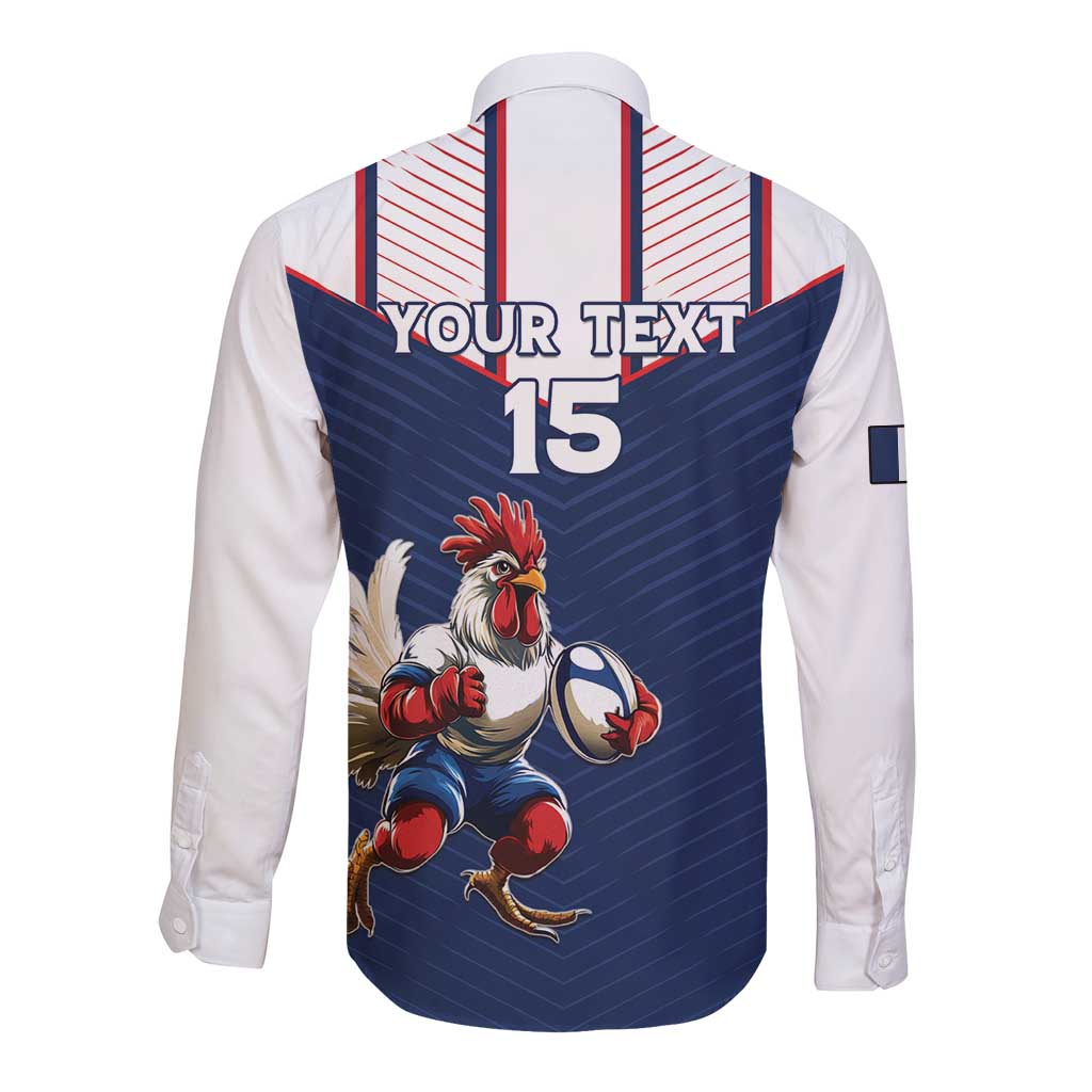 France Rugby Custom Long Sleeve Button Shirt Allez Les Bleus - Sporty Style