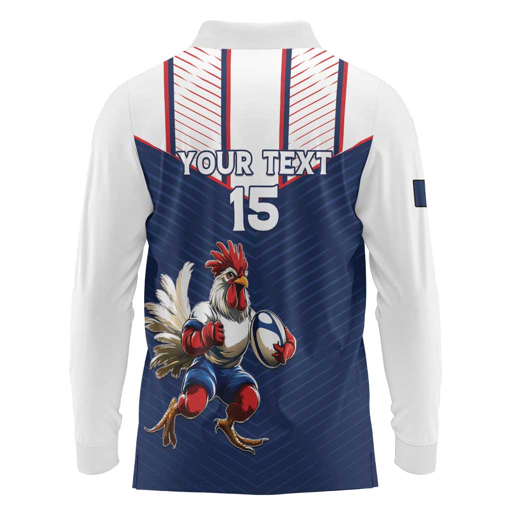 France Rugby Custom Long Sleeve Polo Shirt Allez Les Bleus - Sporty Style