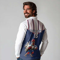 France Rugby Custom Long Sleeve Polo Shirt Allez Les Bleus - Sporty Style