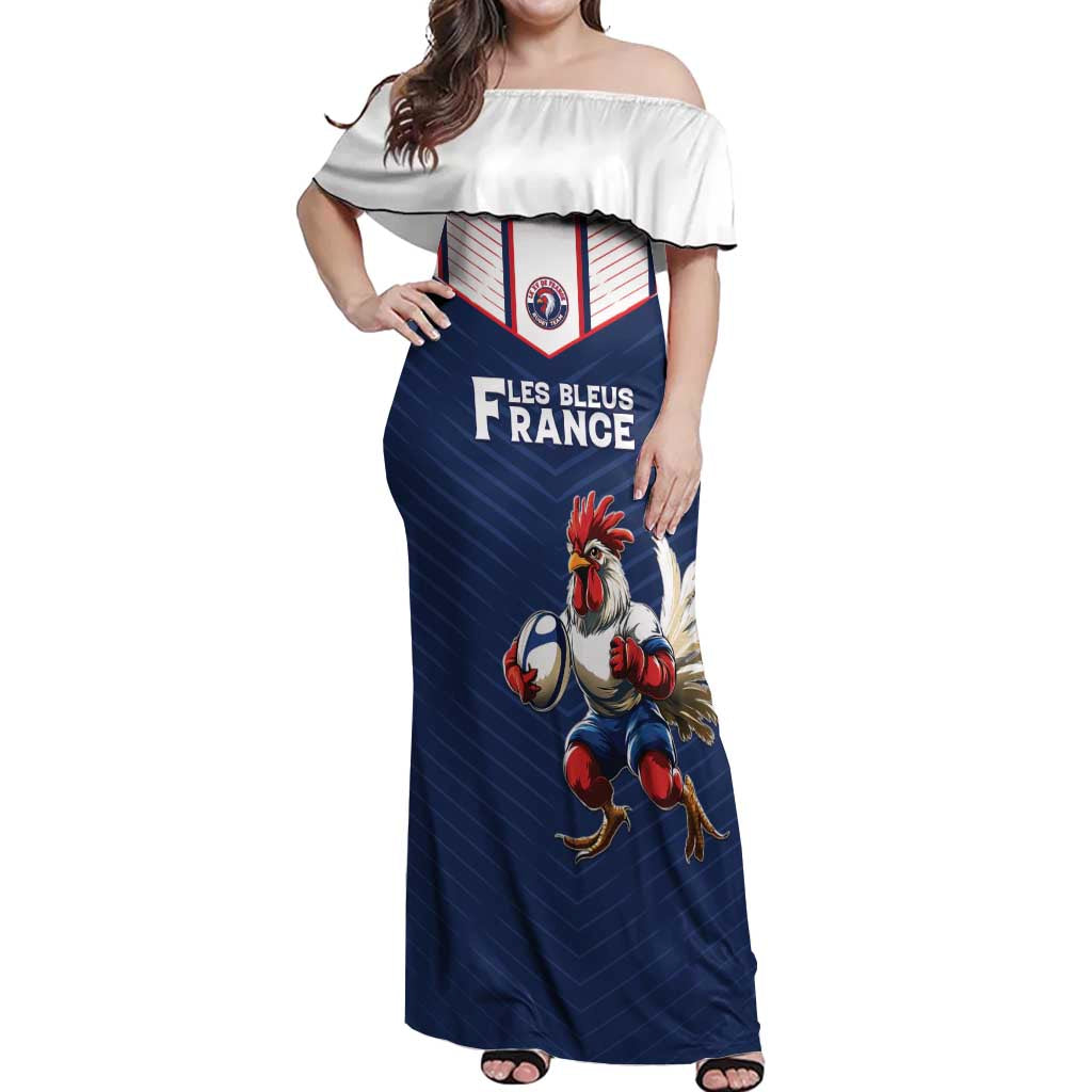 France Rugby Custom Off Shoulder Maxi Dress Allez Les Bleus - Sporty Style