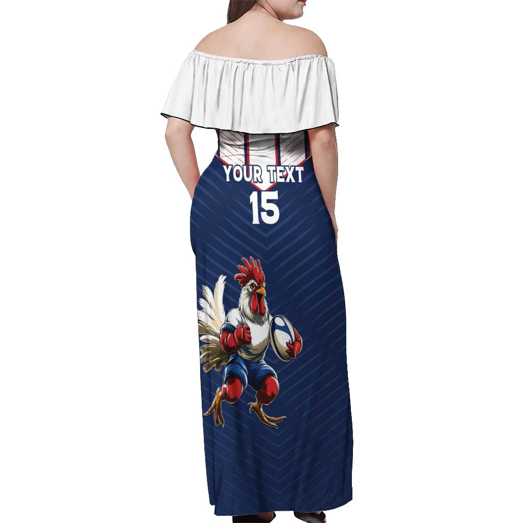 France Rugby Custom Off Shoulder Maxi Dress Allez Les Bleus - Sporty Style