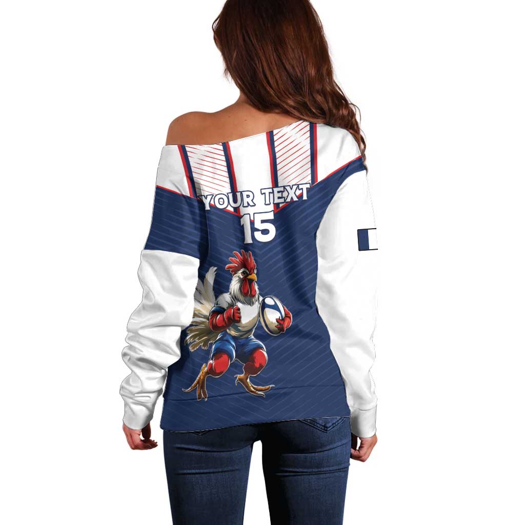France Rugby Custom Off Shoulder Sweater Allez Les Bleus - Sporty Style