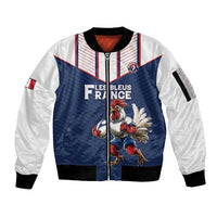 France Rugby Custom Sleeve Zip Bomber Jacket Allez Les Bleus - Sporty Style