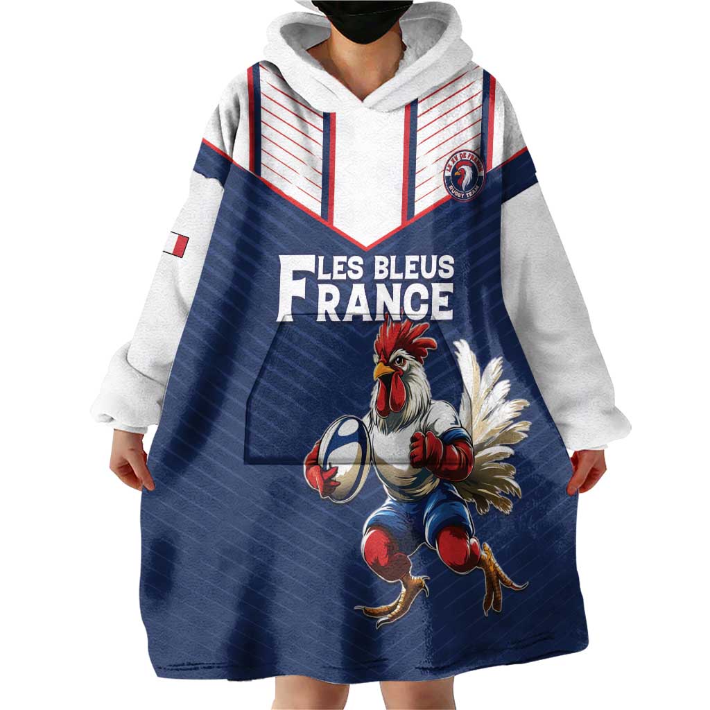 France Rugby Custom Wearable Blanket Hoodie Allez Les Bleus - Sporty Style