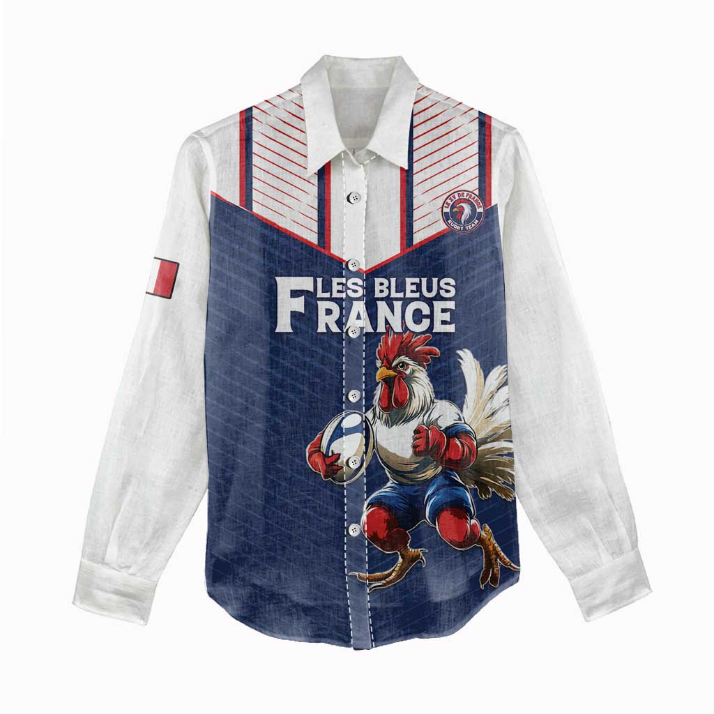 France Rugby Custom Women Casual Shirt Allez Les Bleus - Sporty Style