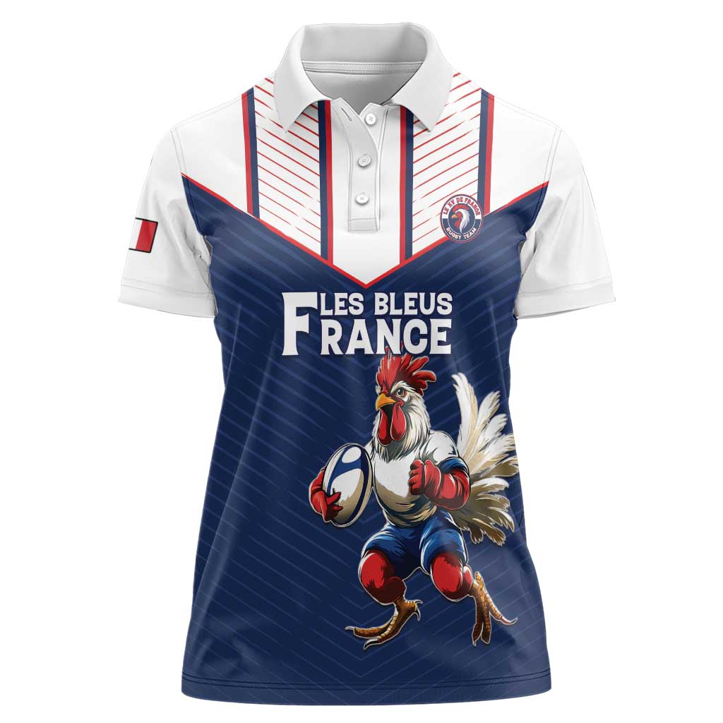 France Rugby Custom Women Polo Shirt Allez Les Bleus - Sporty Style