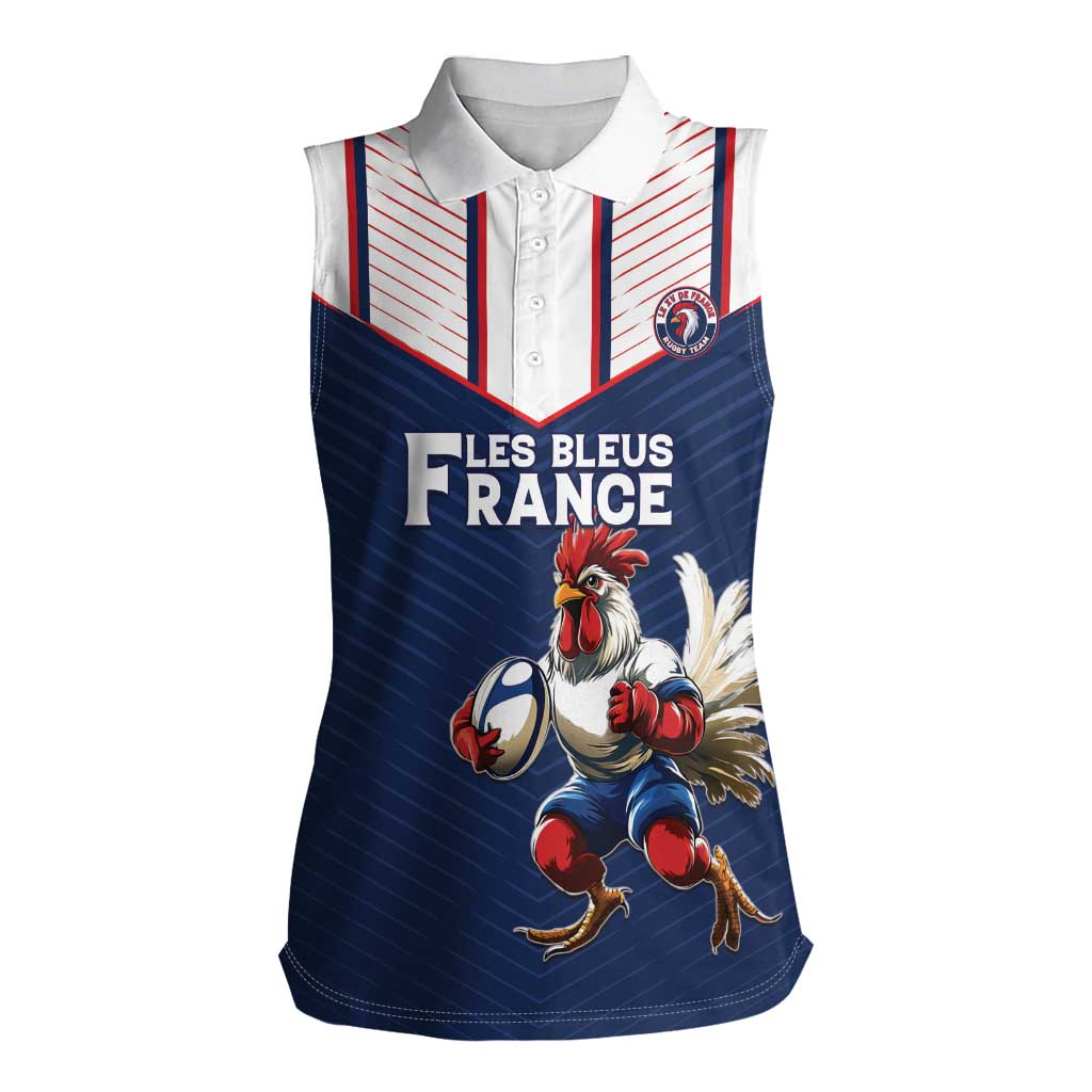 France Rugby Custom Women Sleeveless Polo Shirt Allez Les Bleus - Sporty Style