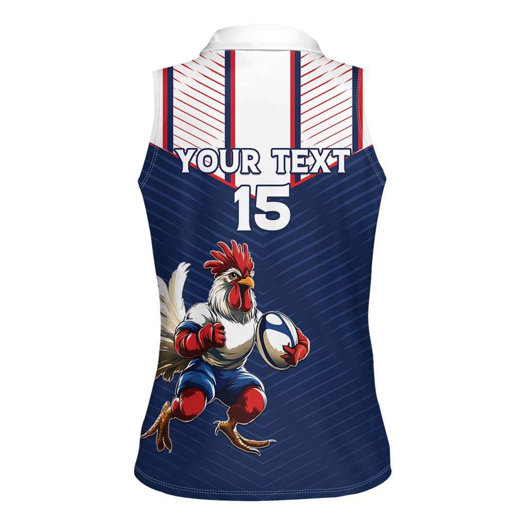 France Rugby Custom Women Sleeveless Polo Shirt Allez Les Bleus - Sporty Style