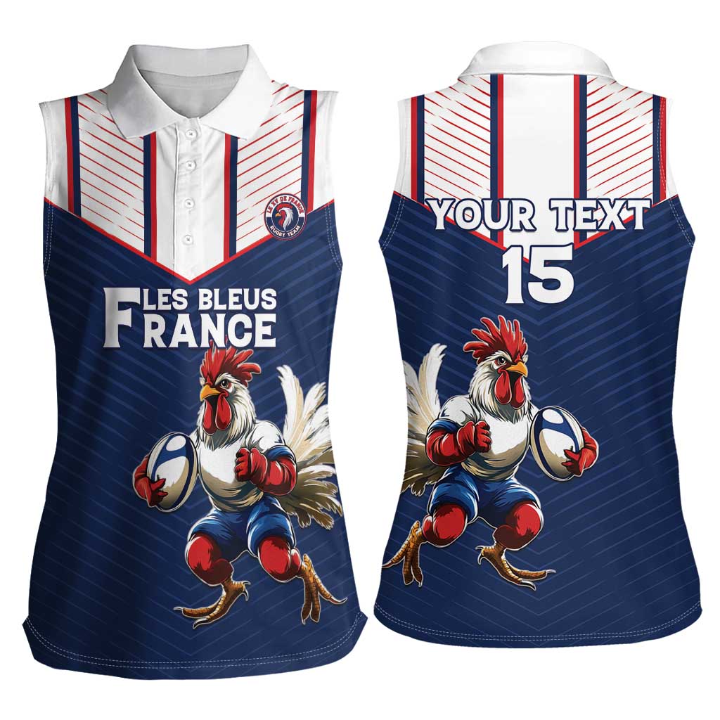 France Rugby Custom Women Sleeveless Polo Shirt Allez Les Bleus - Sporty Style