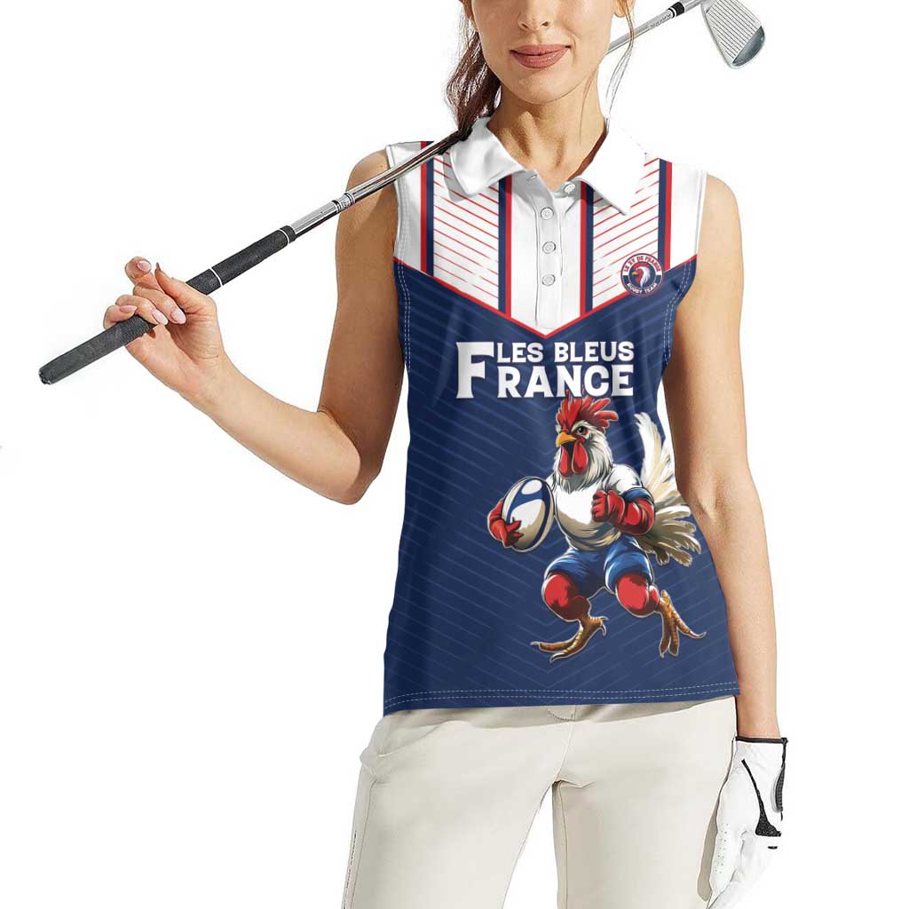 France Rugby Custom Women Sleeveless Polo Shirt Allez Les Bleus - Sporty Style