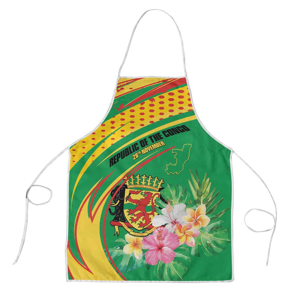 Congo Republic Day Apron Coat Of Arms With Tropical Flower - Wonder Print Shop