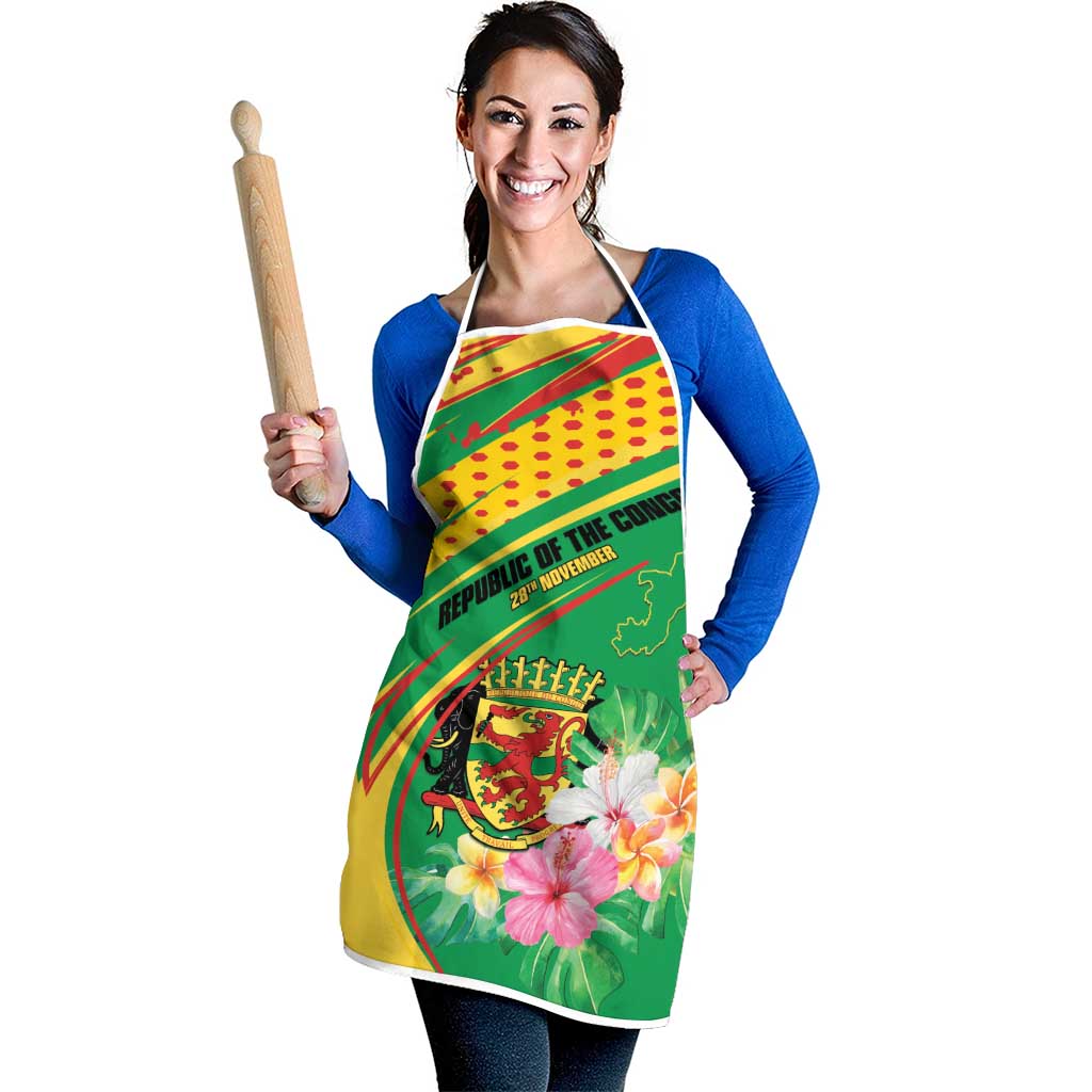 Congo Republic Day Apron Coat Of Arms With Tropical Flower - Wonder Print Shop