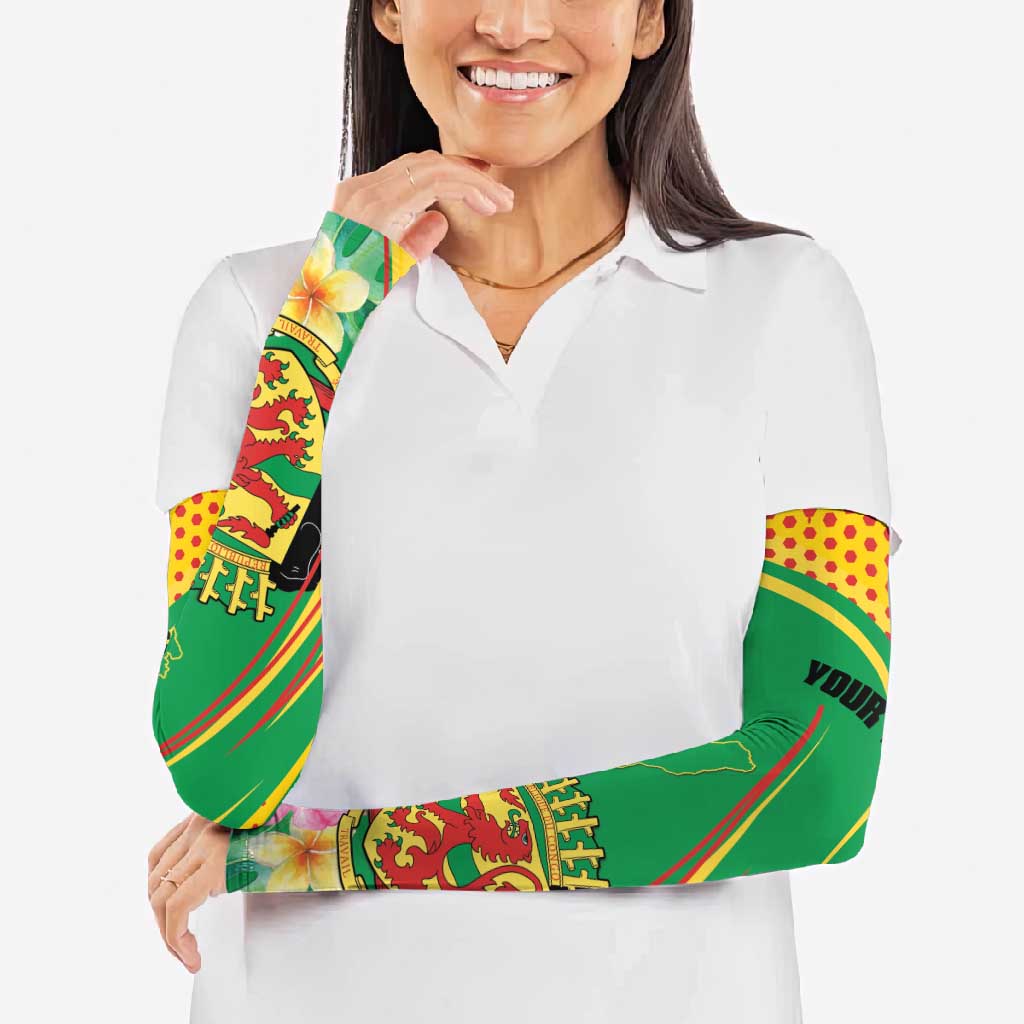 Personalized Congo Republic Day Arm Sleeves Coat Of Arms With Tropical Flower - Wonder Print Shop
