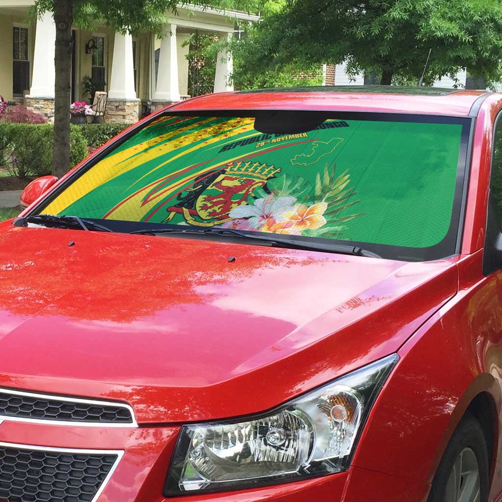 Congo Republic Day Auto Sun Shade Coat Of Arms With Tropical Flower - Wonder Print Shop