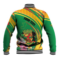 Personalized Congo Republic Day Baseball Jacket Coat Of Arms With Tropical Flower - Wonder Print Shop