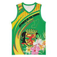 Personalized Congo Republic Day Basketball Jersey Coat Of Arms With Tropical Flower - Wonder Print Shop