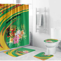 Congo Republic Day Bathroom Set Coat Of Arms With Tropical Flower - Wonder Print Shop