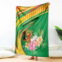 Congo Republic Day Blanket Coat Of Arms With Tropical Flower - Wonder Print Shop