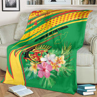 Congo Republic Day Blanket Coat Of Arms With Tropical Flower - Wonder Print Shop