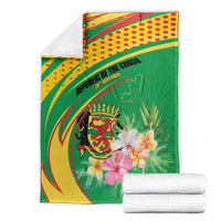 Congo Republic Day Blanket Coat Of Arms With Tropical Flower - Wonder Print Shop