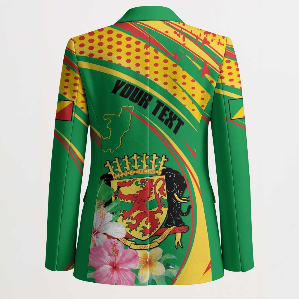 Personalized Congo Republic Day Blazer Coat Of Arms With Tropical Flower - Wonder Print Shop