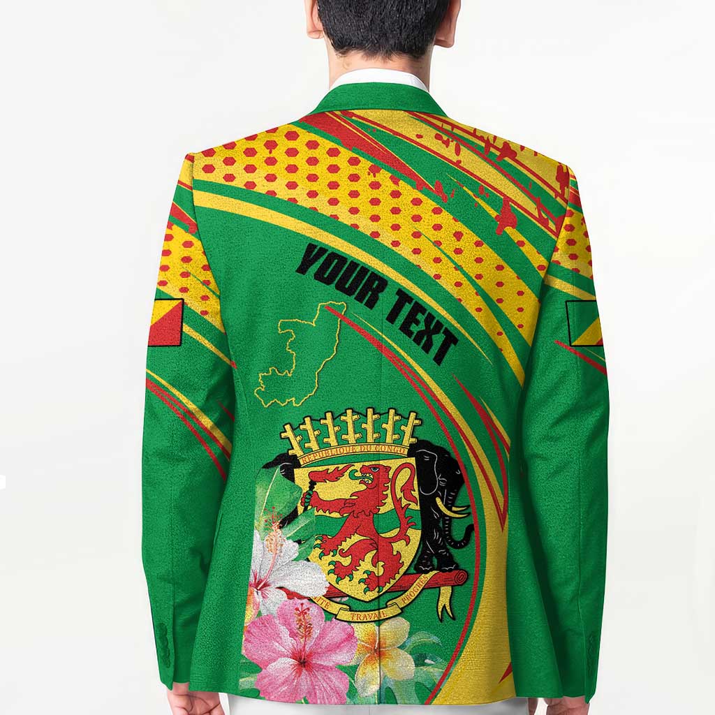 Personalized Congo Republic Day Blazer Coat Of Arms With Tropical Flower - Wonder Print Shop