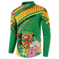 Personalized Congo Republic Day Button Sweatshirt Coat Of Arms With Tropical Flower - Wonder Print Shop