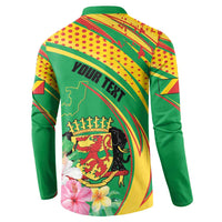 Personalized Congo Republic Day Button Sweatshirt Coat Of Arms With Tropical Flower - Wonder Print Shop