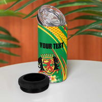 Personalized Congo Republic Day 4 in 1 Can Cooler Tumbler Coat Of Arms With Tropical Flower - Wonder Print Shop
