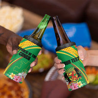 Personalized Congo Republic Day 4 in 1 Can Cooler Tumbler Coat Of Arms With Tropical Flower - Wonder Print Shop