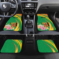 Personalized Congo Republic Day Car Mats Coat Of Arms With Tropical Flower - Wonder Print Shop