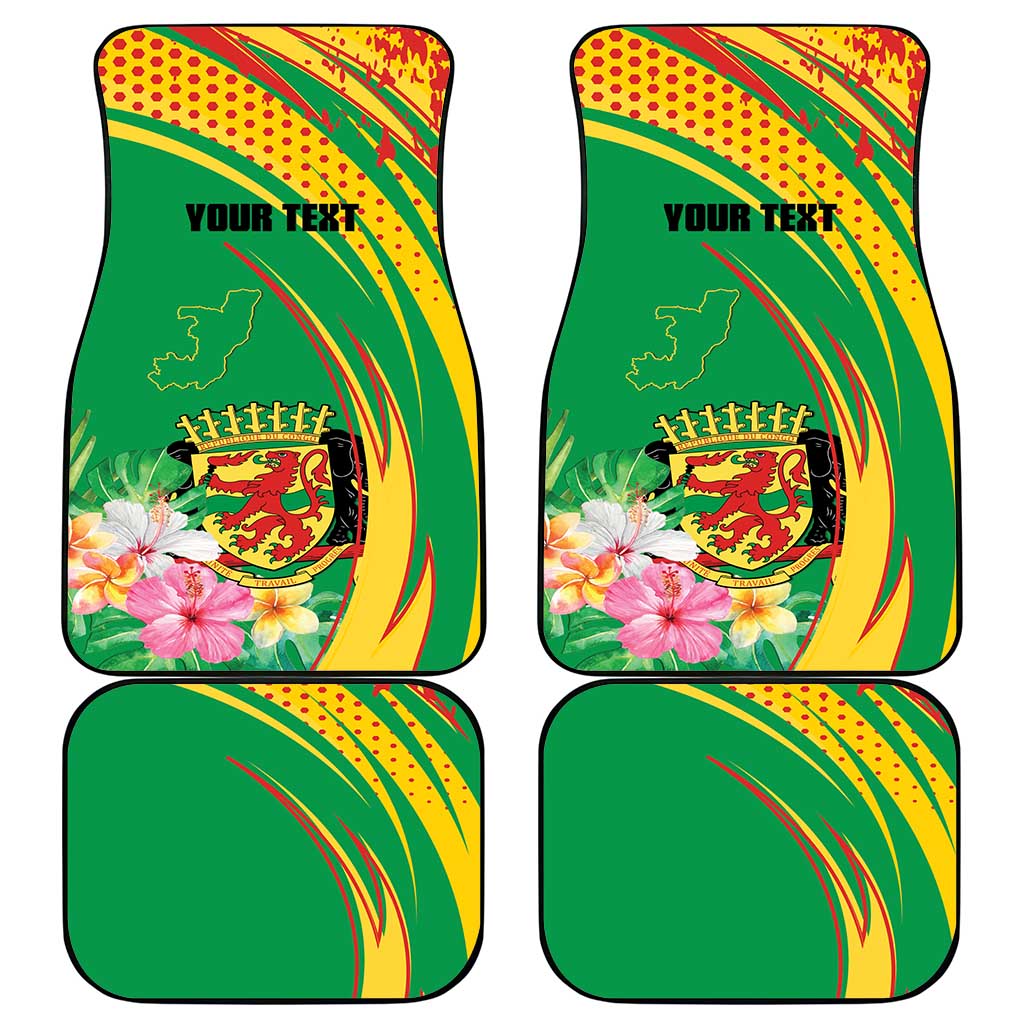 Personalized Congo Republic Day Car Mats Coat Of Arms With Tropical Flower - Wonder Print Shop