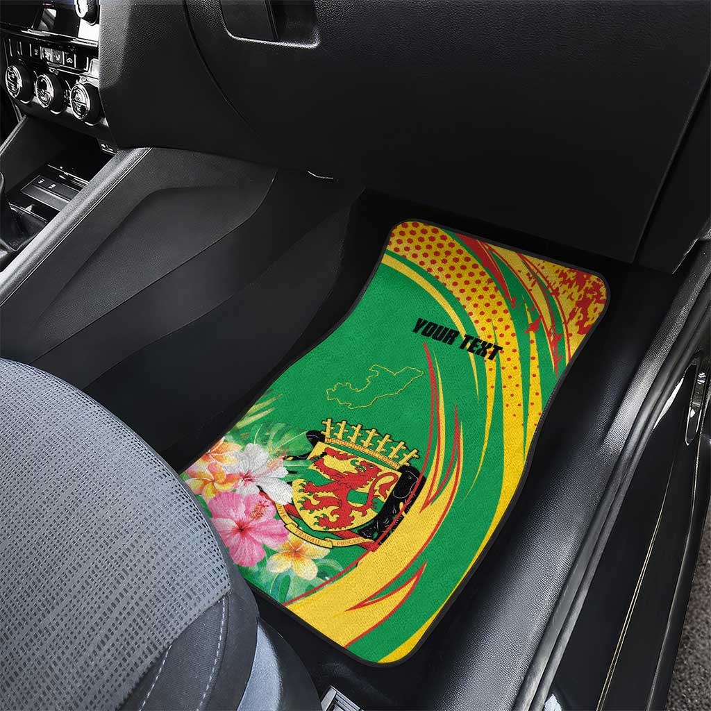 Personalized Congo Republic Day Car Mats Coat Of Arms With Tropical Flower - Wonder Print Shop
